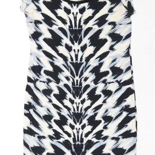 Dorothy Perkins Womens Multicoloured Geometric Viscose Bodycon  Size 12  Scoop Neck Pullover