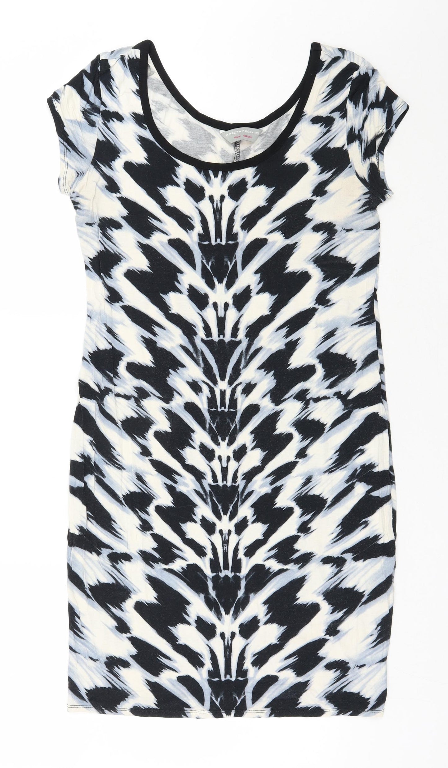 Dorothy Perkins Womens Multicoloured Geometric Viscose Bodycon  Size 12  Scoop Neck Pullover