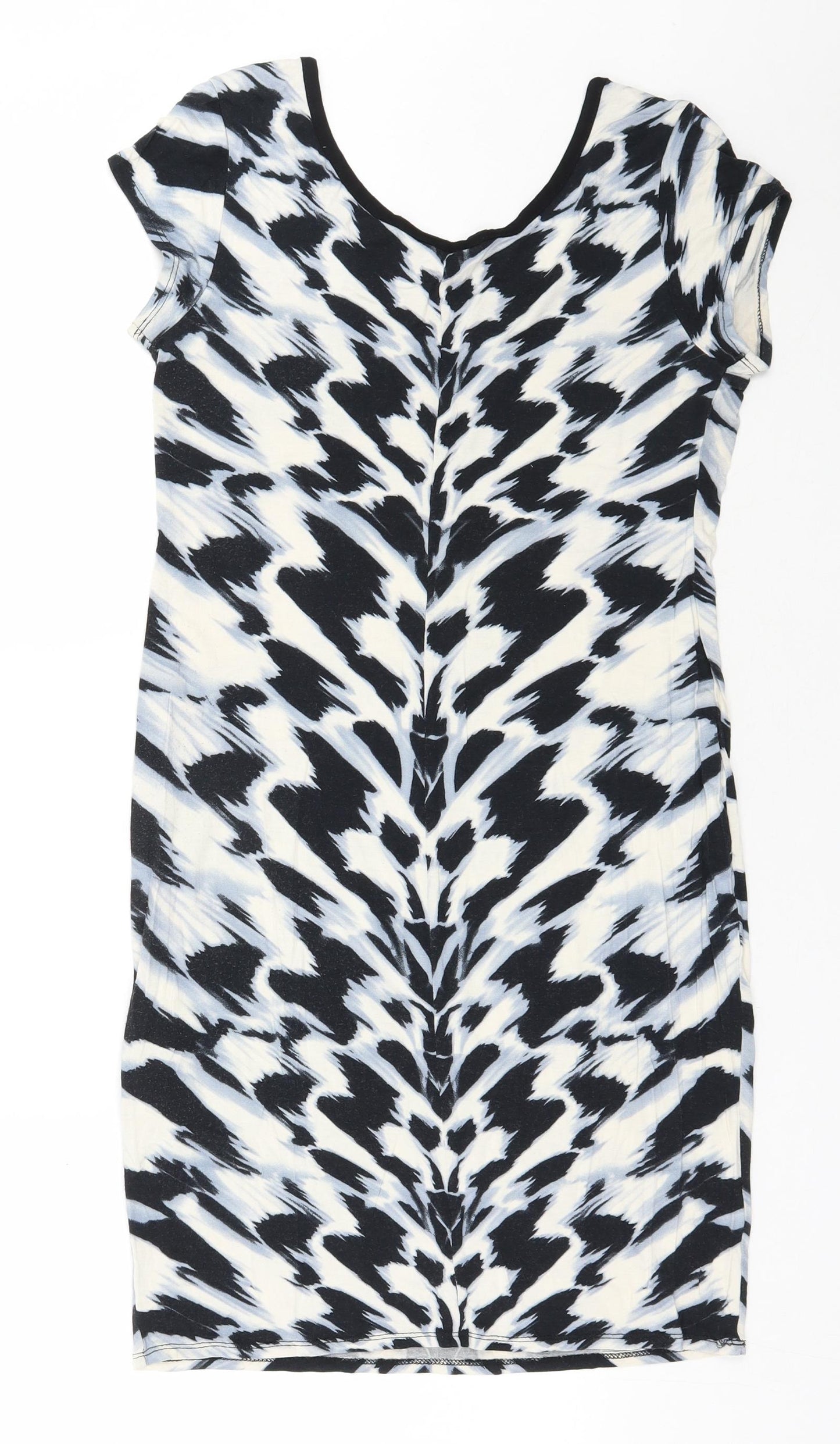 Dorothy Perkins Womens Multicoloured Geometric Viscose Bodycon  Size 12  Scoop Neck Pullover
