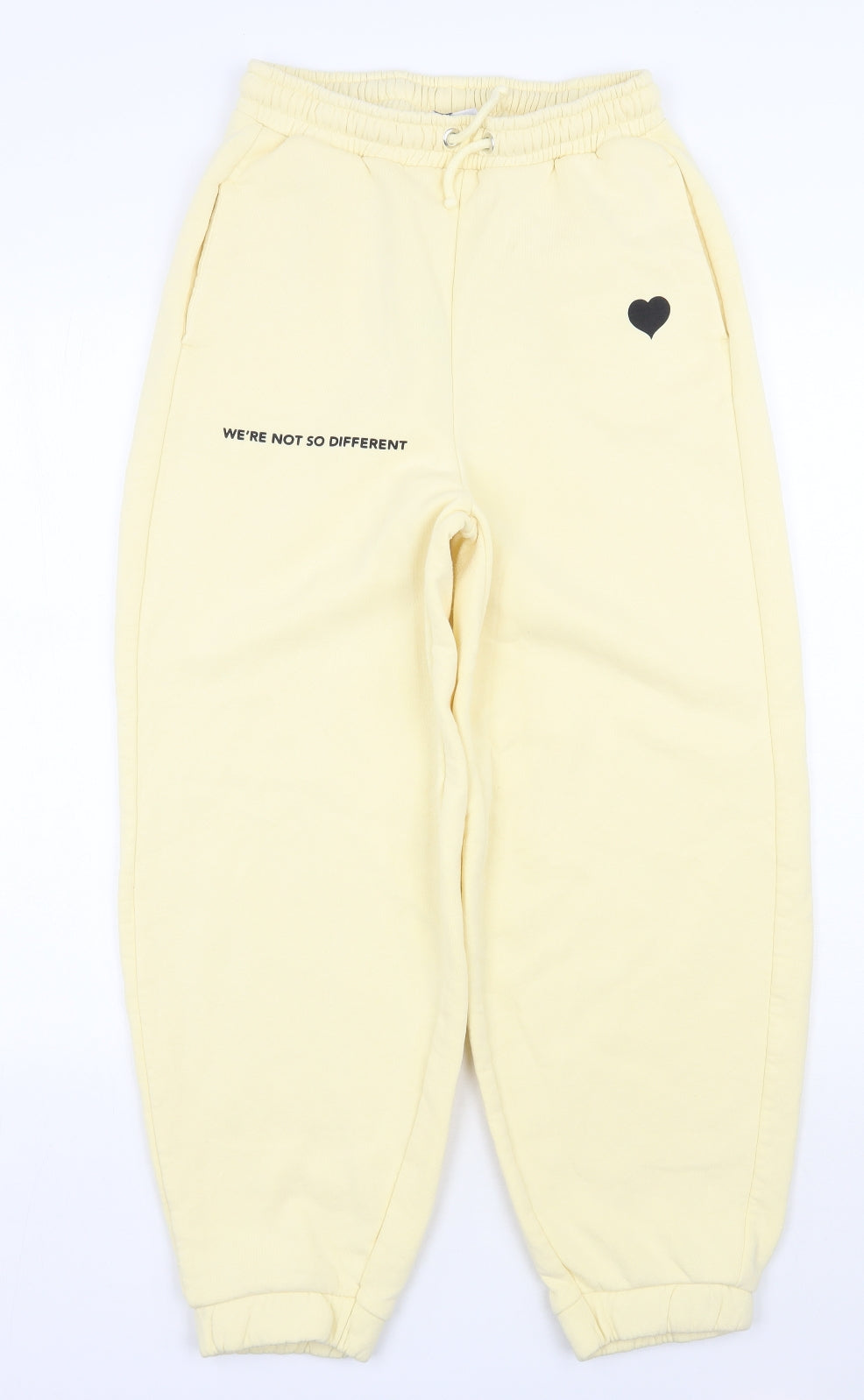 Primark Womens Yellow  Cotton Sweatpants Trousers Size 6 L26 in Regular Drawstring