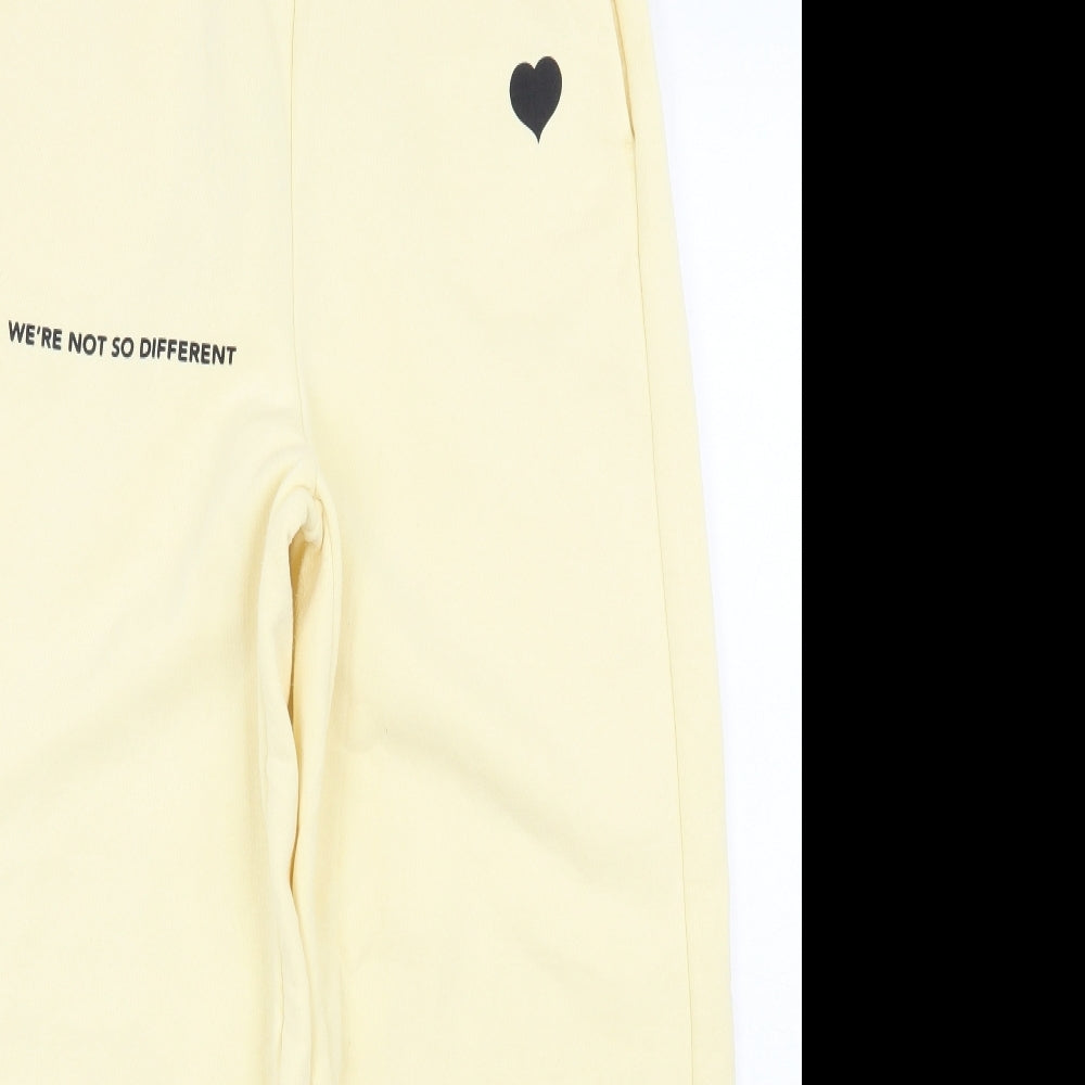 Primark Womens Yellow  Cotton Sweatpants Trousers Size 6 L26 in Regular Drawstring