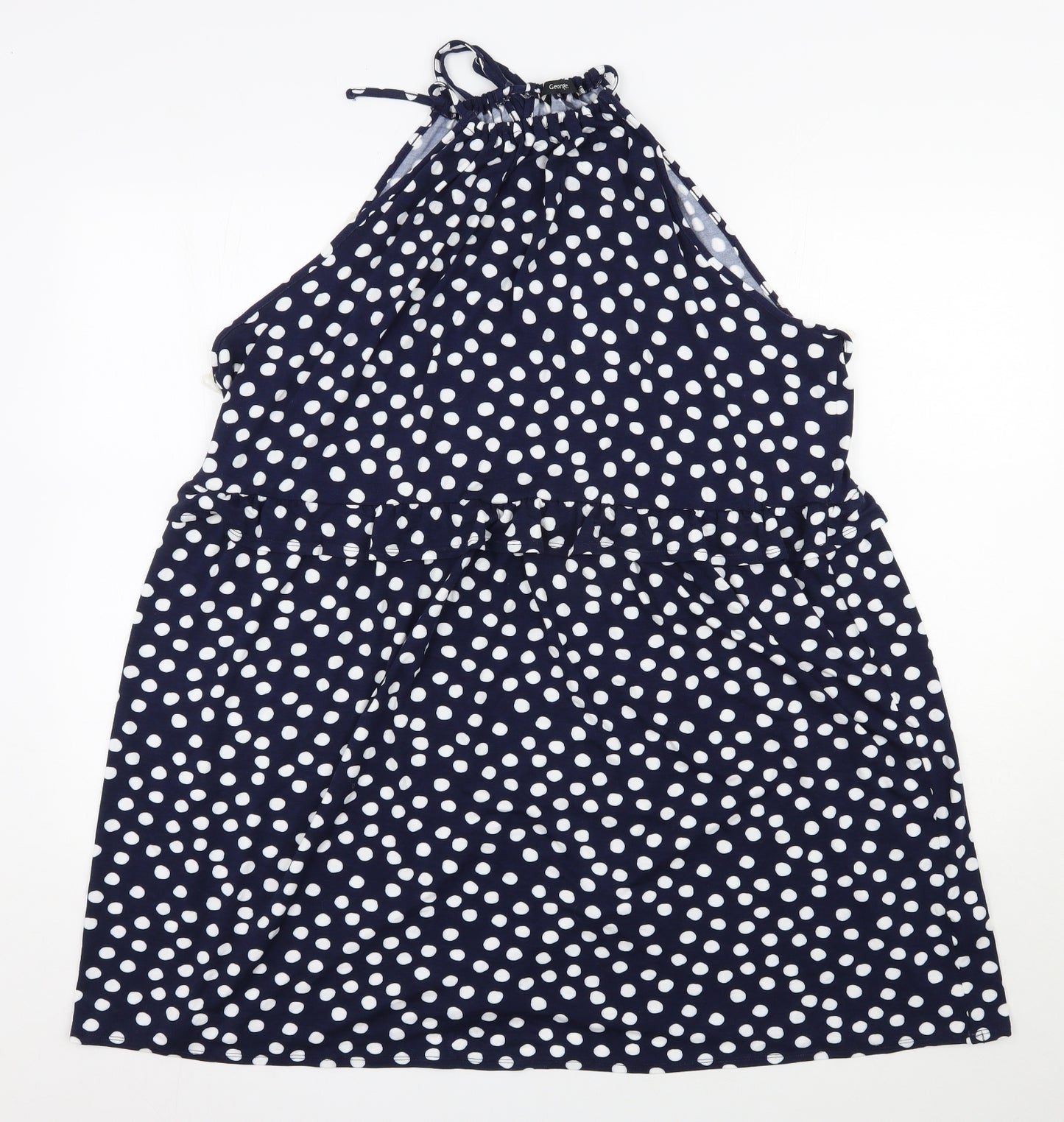 George Womens Blue Polka Dot Viscose Trapeze & Swing  Size 20  Halter Tie