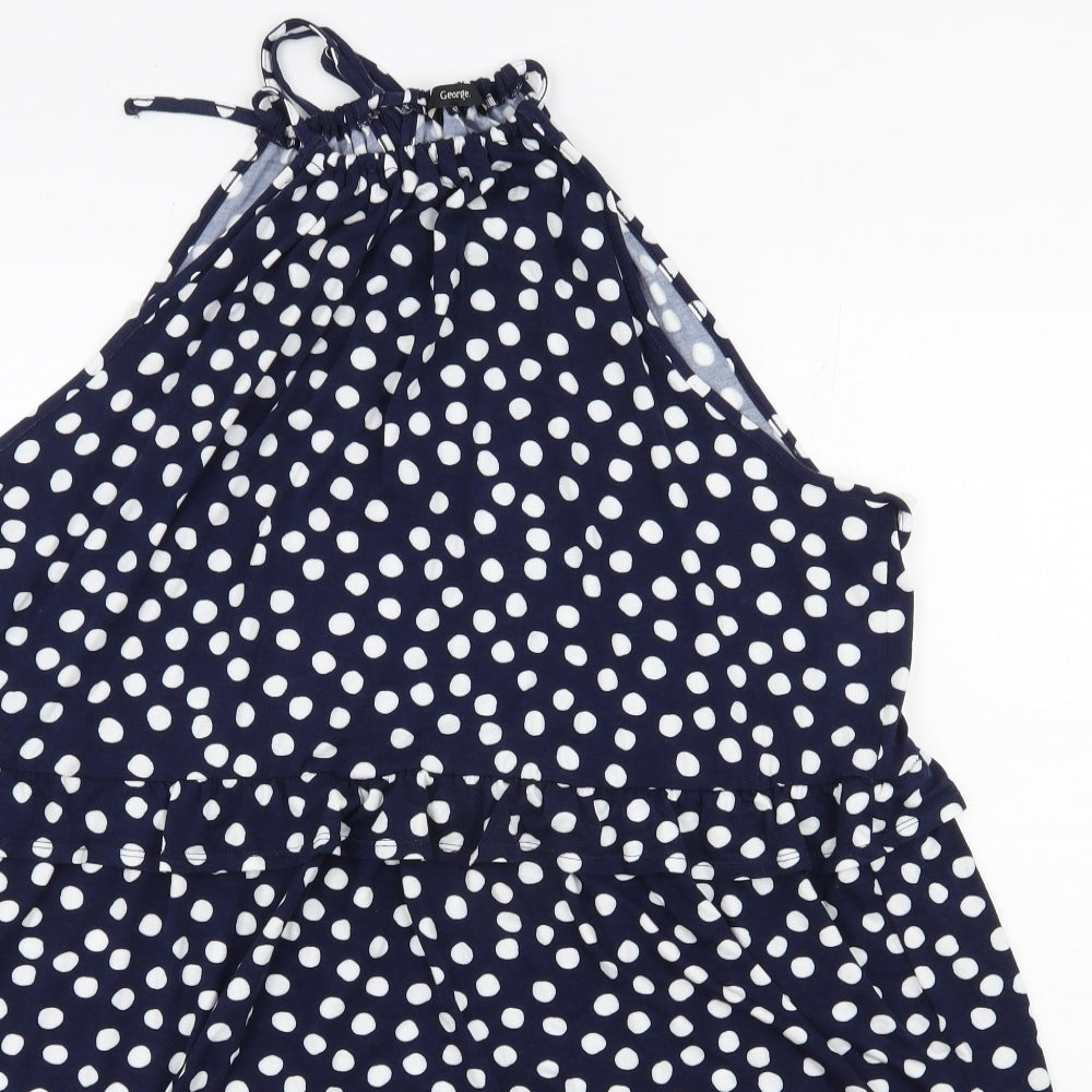 George Womens Blue Polka Dot Viscose Trapeze & Swing  Size 20  Halter Tie