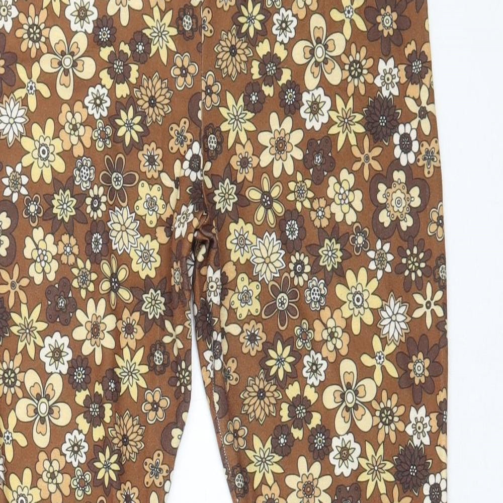 Boohoo Womens Blue Floral Polyester Trousers  Size 10 L31 in Regular