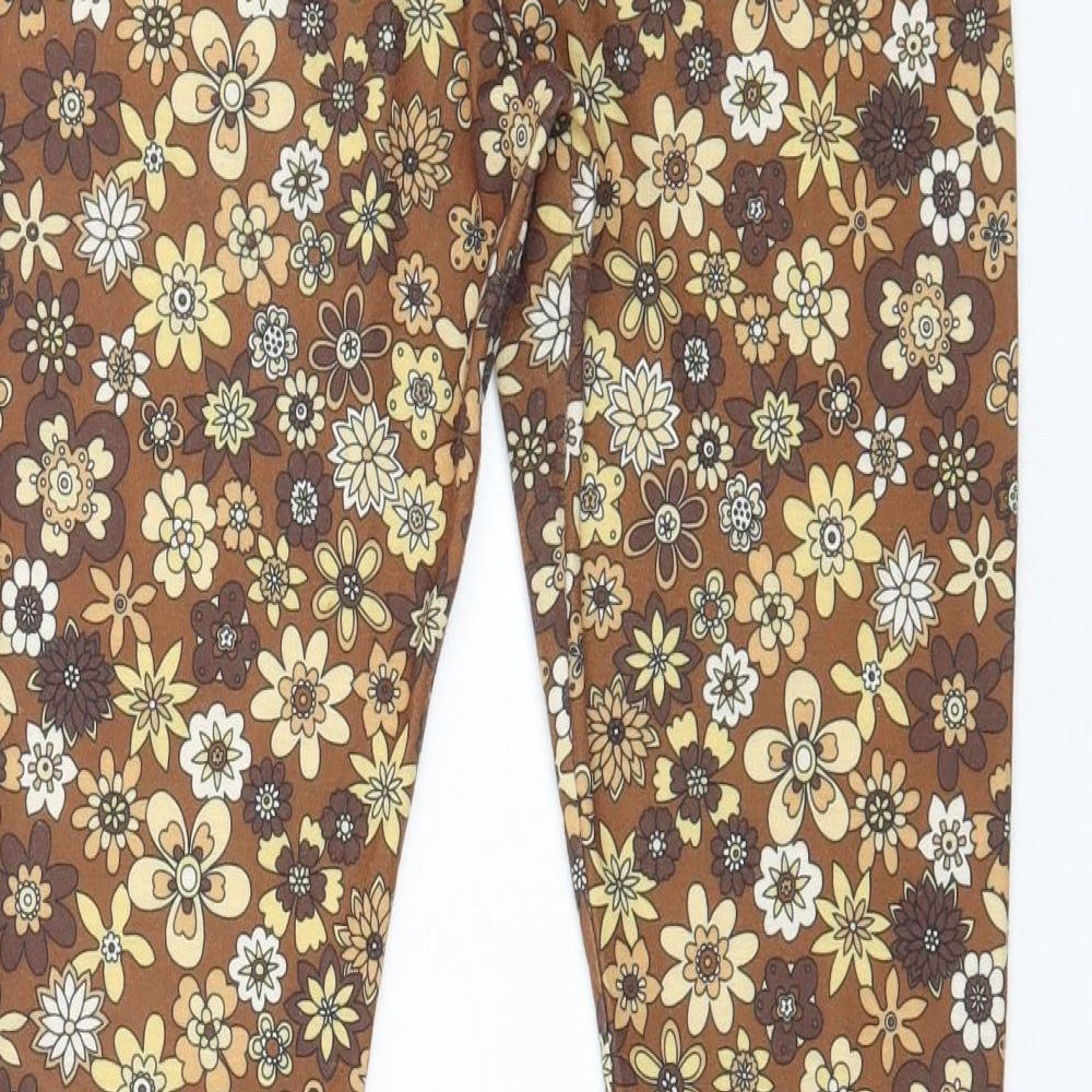 Boohoo Womens Blue Floral Polyester Trousers  Size 10 L31 in Regular
