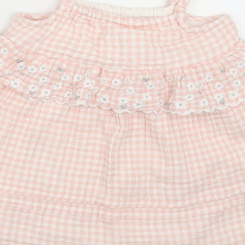 George Girls Pink Check Cotton A-Line  Size 12-18 Months  Square Neck Pullover