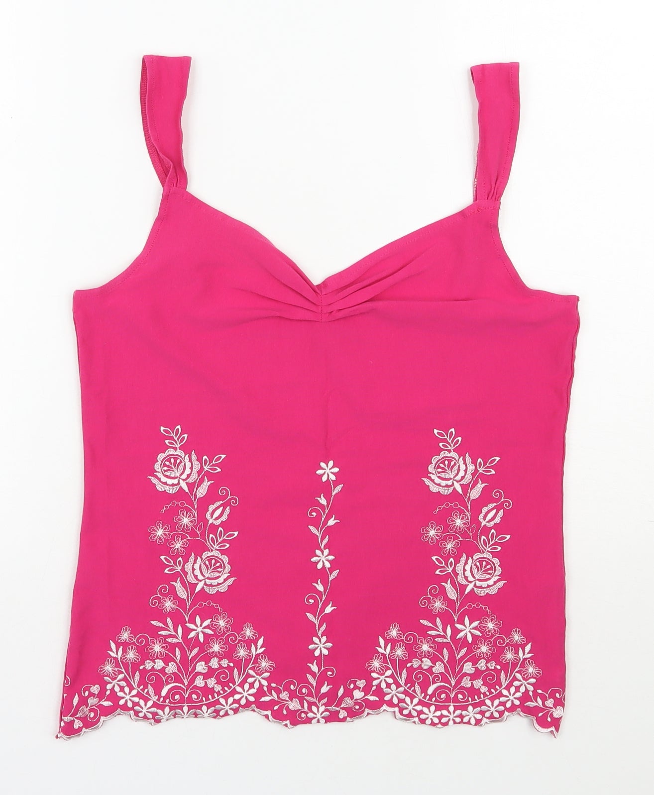 Per Una Womens Pink  Cotton Basic Tank Size 12 V-Neck