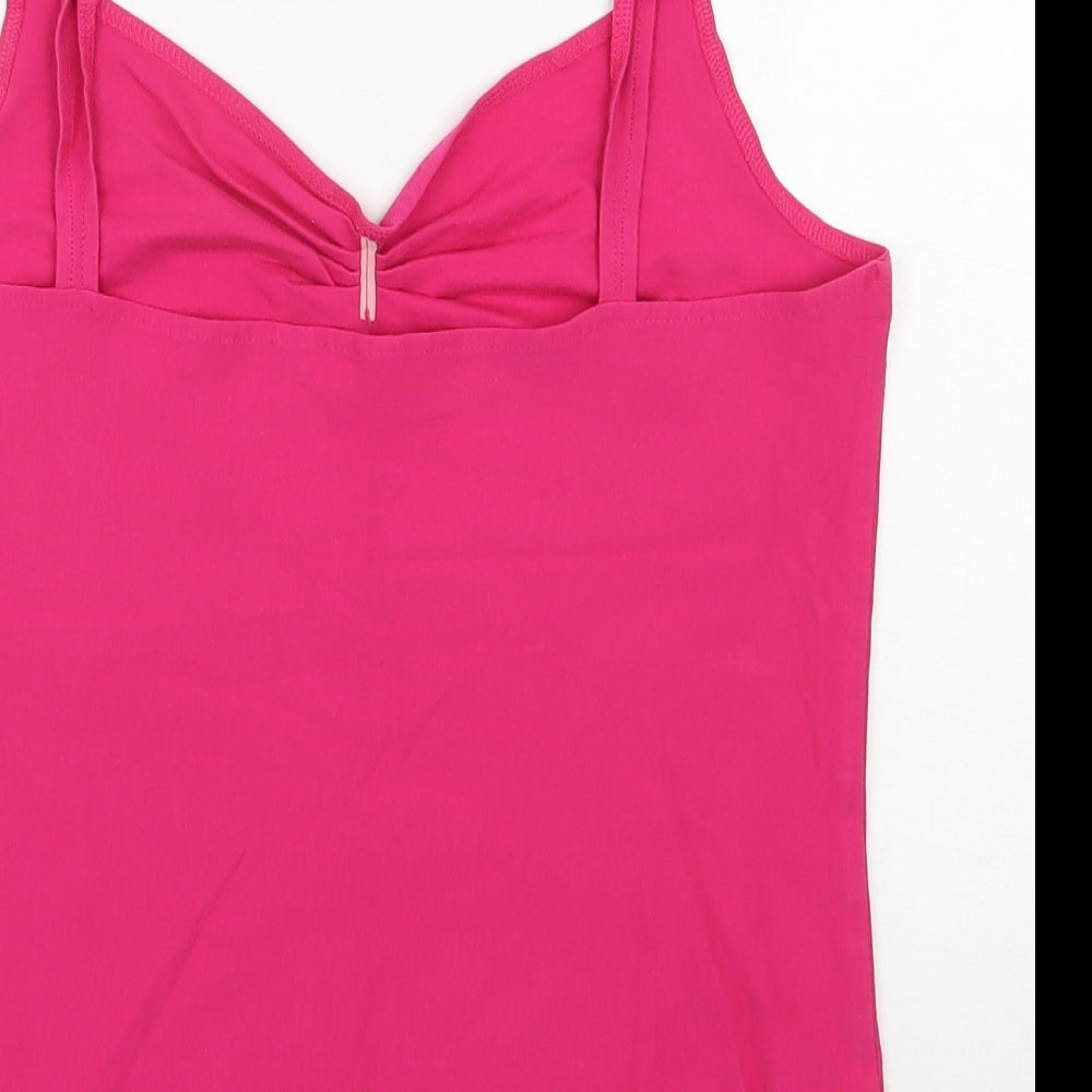 Per Una Womens Pink  Cotton Basic Tank Size 12 V-Neck