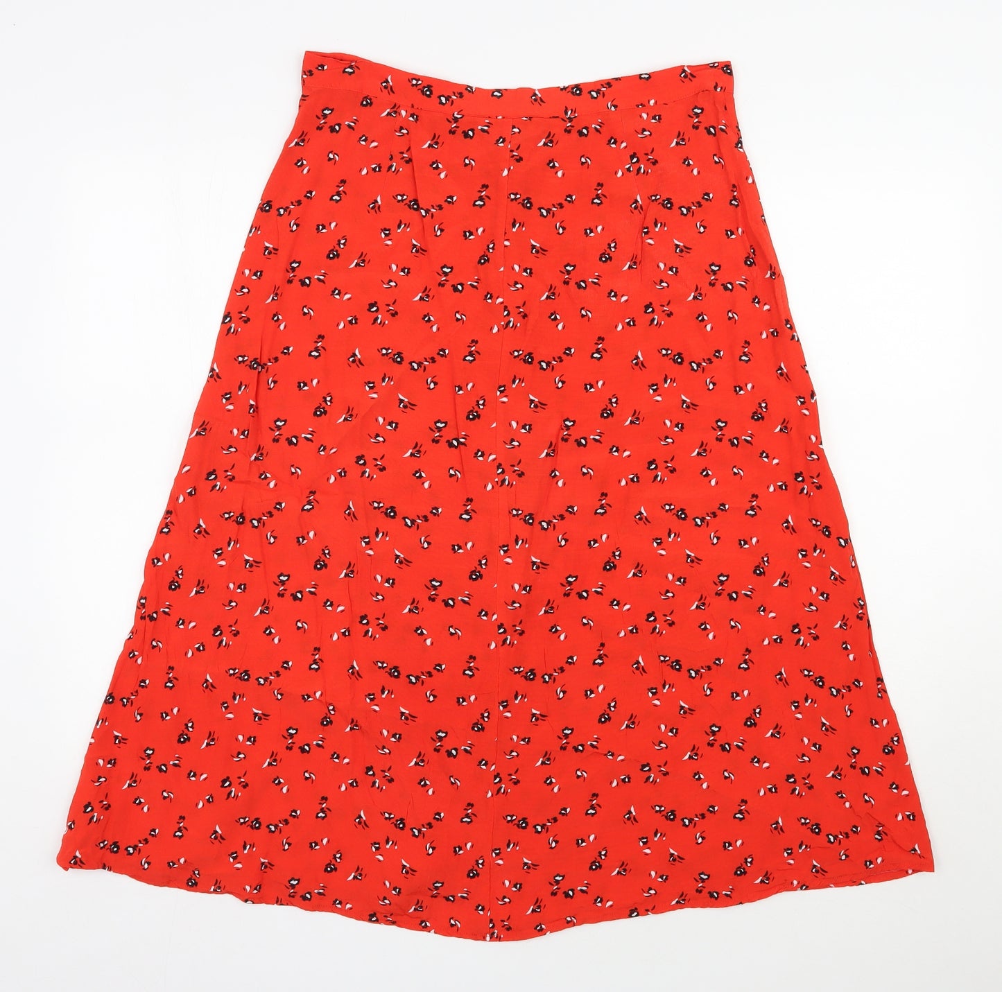 Gap Womens Red Floral Rayon A-Line Skirt Size 12   Button