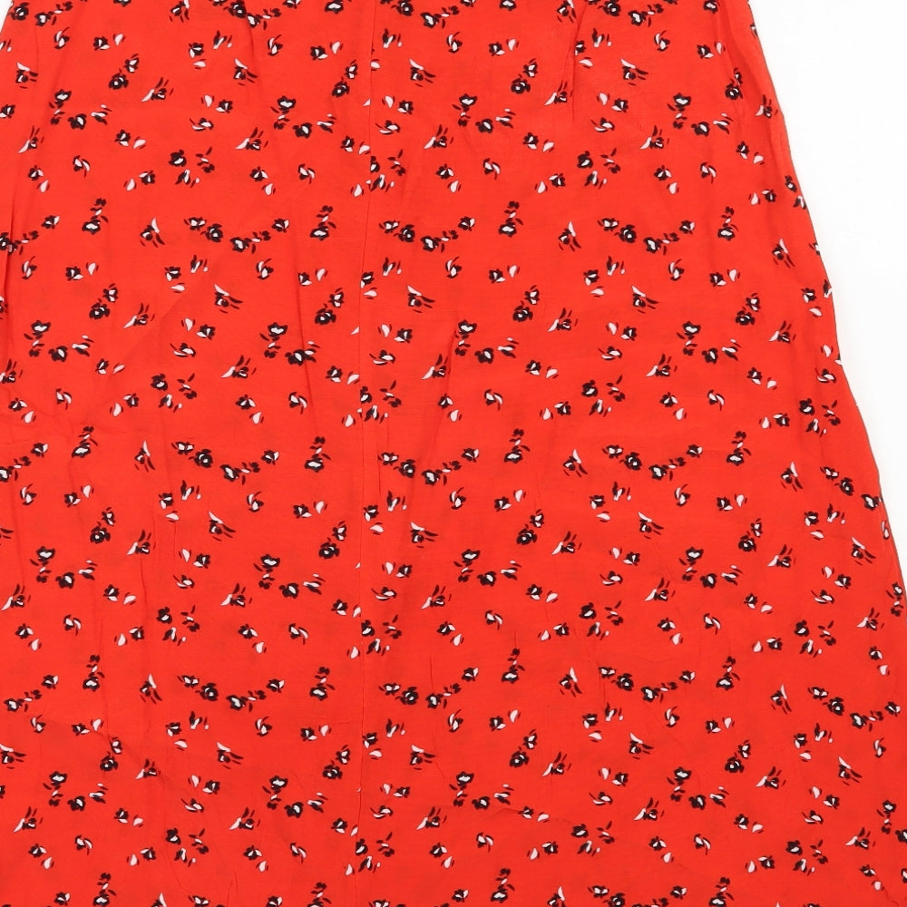 Gap Womens Red Floral Rayon A-Line Skirt Size 12   Button