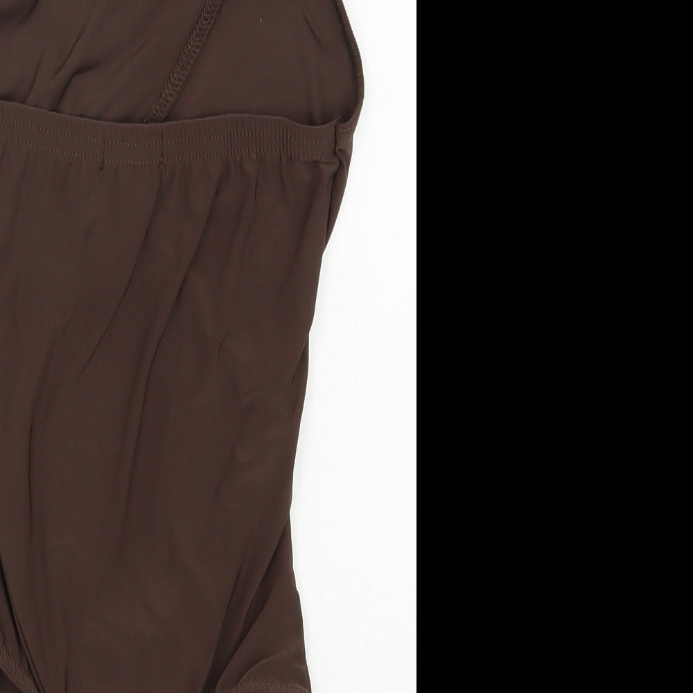 Boohoo Womens Brown  Polyester Bodysuit One-Piece Size 10  Snap