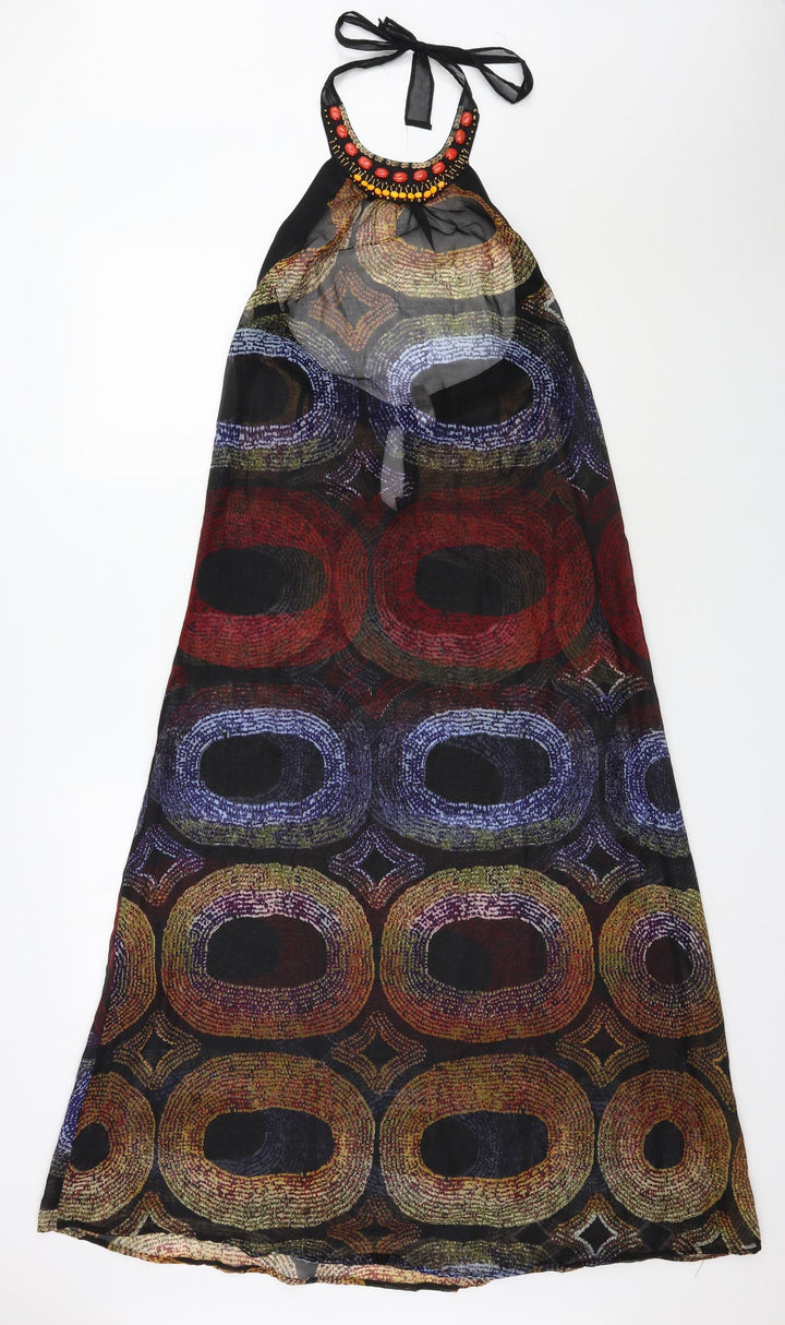 Primark Womens Multicoloured Geometric Polyester Kaftan Size 8 Halter Tie