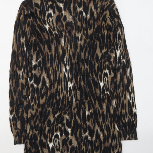 DAVID EMANUEL Womens Black Animal Print Nylon Basic Blouse Size XS Round Neck
