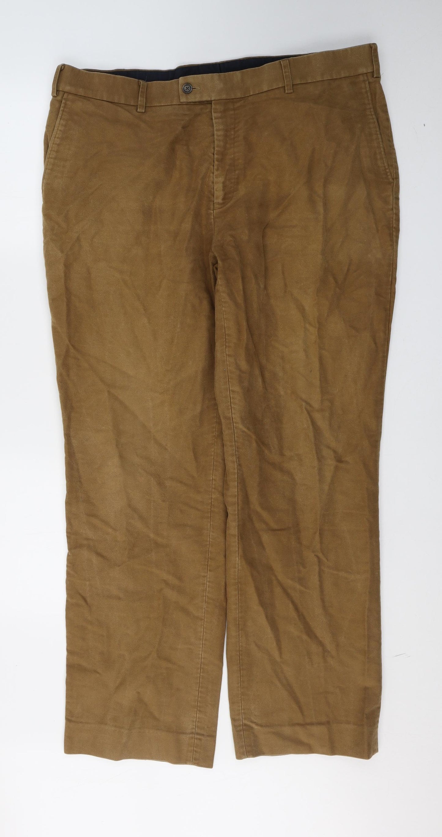 Charles Tyrwhitt Mens Brown  Cotton Trousers  Size 40 in L32 in Regular Button