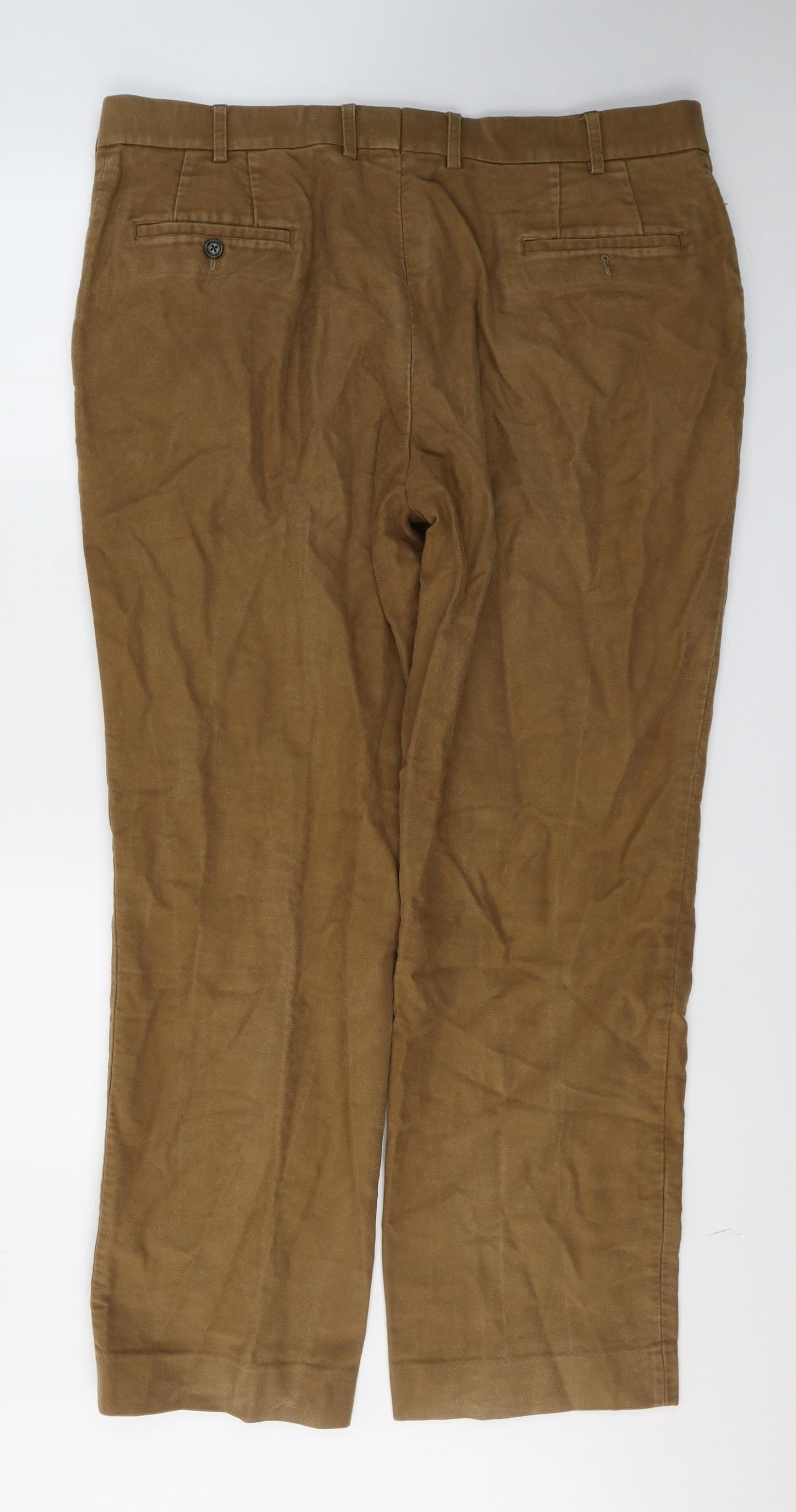 Charles Tyrwhitt Mens Brown  Cotton Trousers  Size 40 in L32 in Regular Button