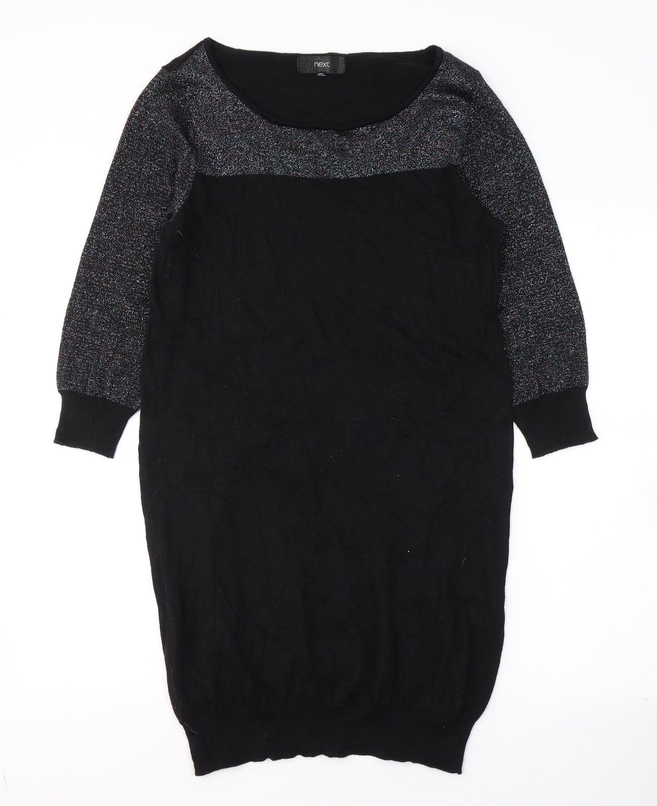 Marks and Spencer Womens Black  Cotton A-Line  Size 14  Roll Neck Pullover
