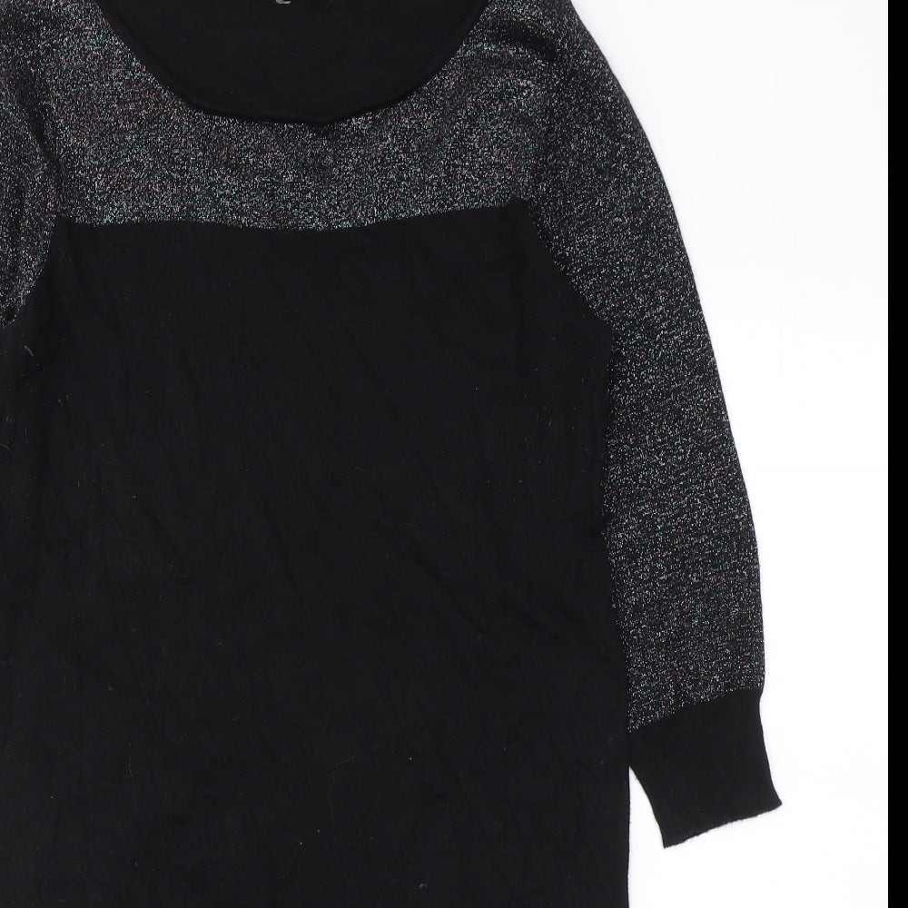 Marks and Spencer Womens Black  Cotton A-Line  Size 14  Roll Neck Pullover