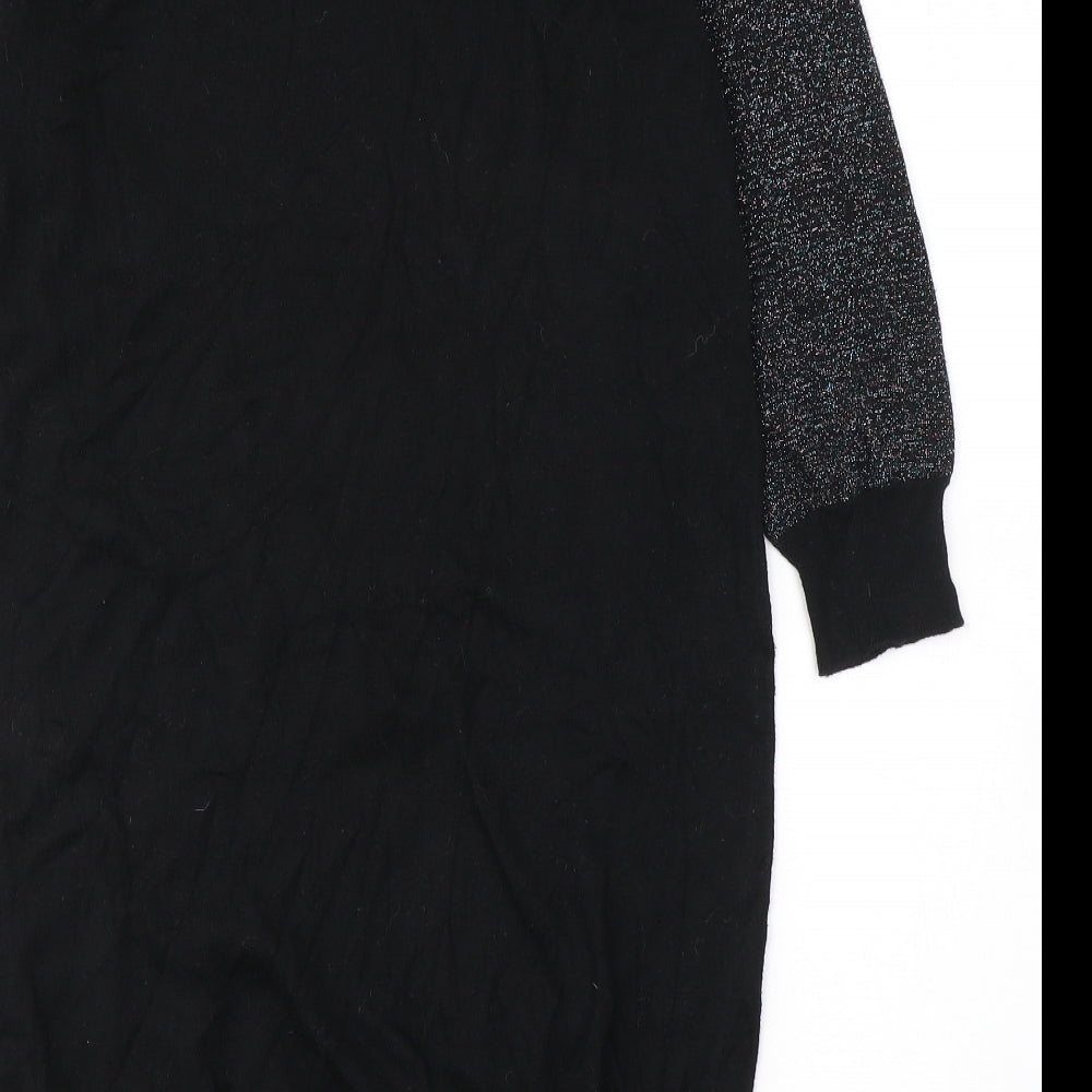 Marks and Spencer Womens Black  Cotton A-Line  Size 14  Roll Neck Pullover