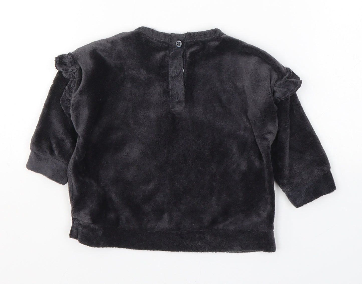 Disney Baby Girls Grey  Polyester Pullover Casual Size 3-6 Months Round Neck Button - Minnie mouse