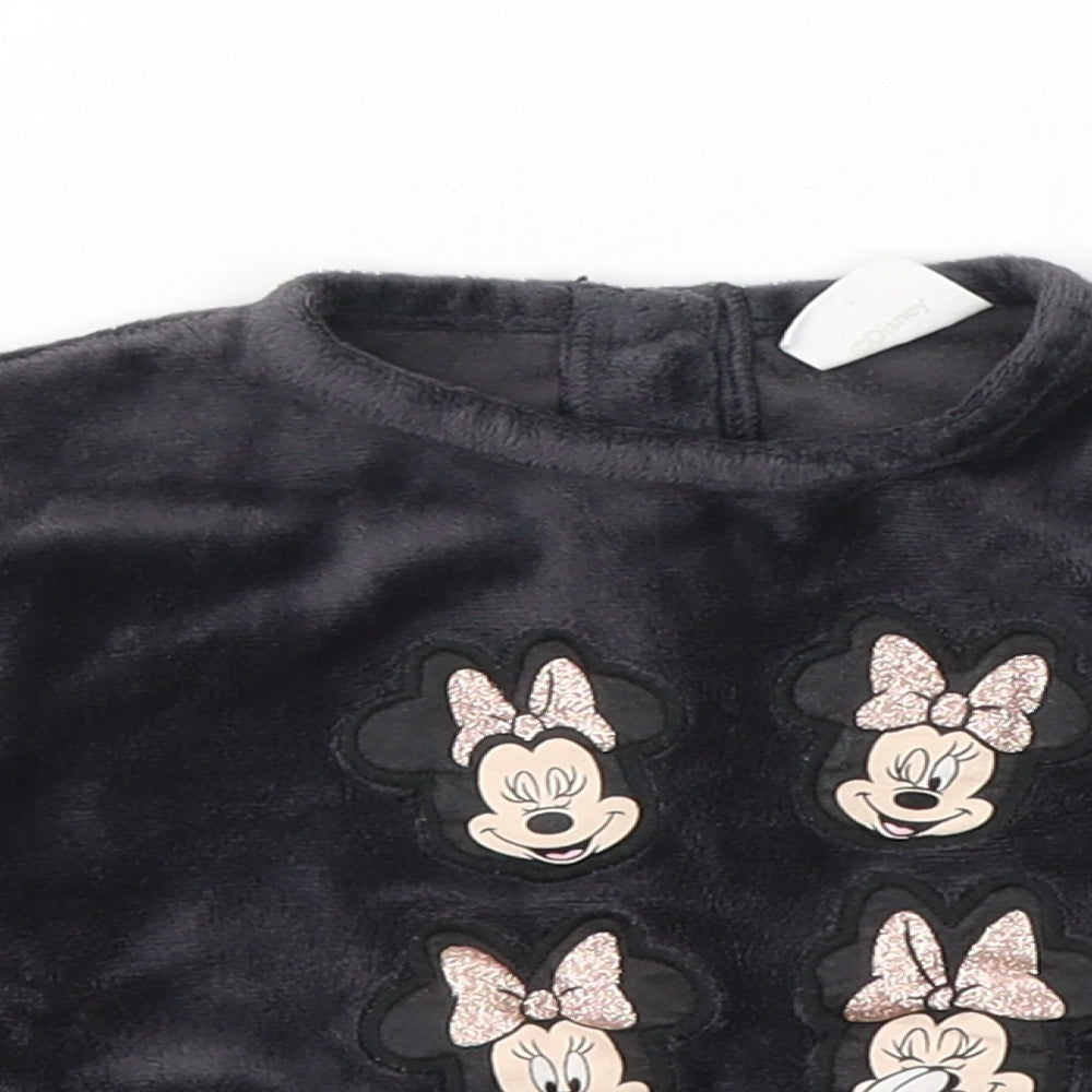 Disney Baby Girls Grey  Polyester Pullover Casual Size 3-6 Months Round Neck Button - Minnie mouse