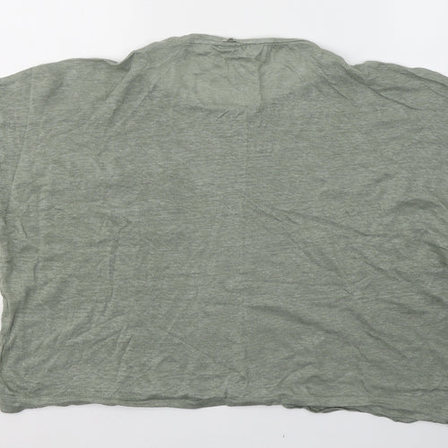 Mango Womens Green  Polyester Basic T-Shirt Size M Round Neck