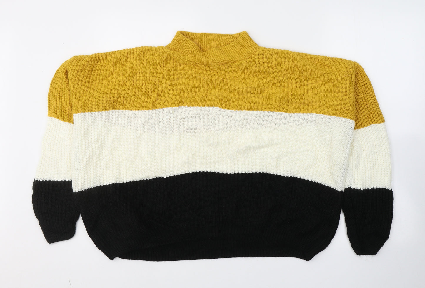 Select Womens Multicoloured High Neck Striped Acrylic Pullover Jumper Size 18