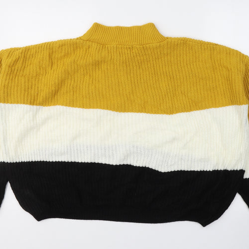 Select Womens Multicoloured High Neck Striped Acrylic Pullover Jumper Size 18