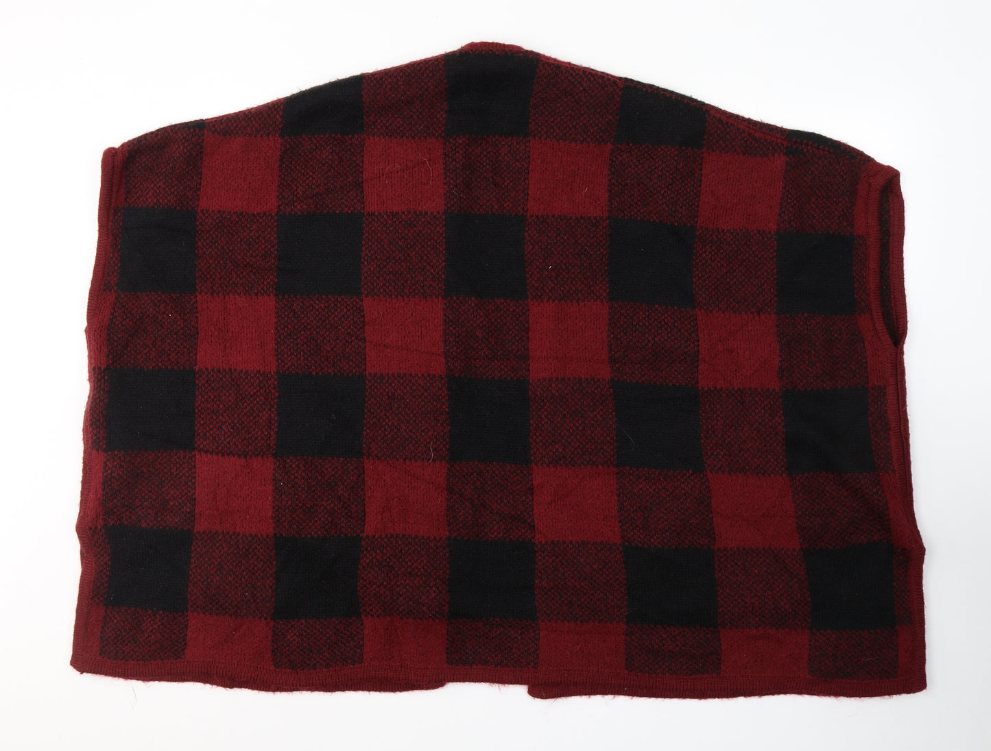 Primark Womens Red V-Neck Plaid Acrylic Cardigan Jumper Size S