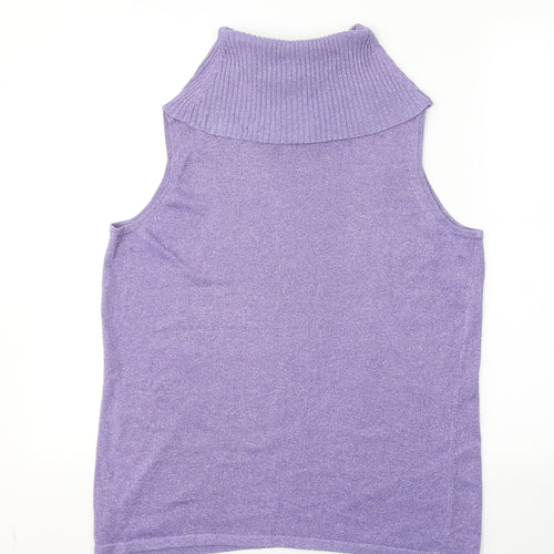 essence Womens Purple  Polyester Basic Tank Size 18 Roll Neck