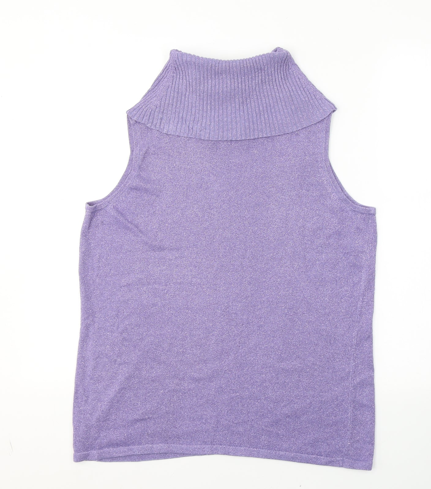 essence Womens Purple  Polyester Basic Tank Size 18 Roll Neck