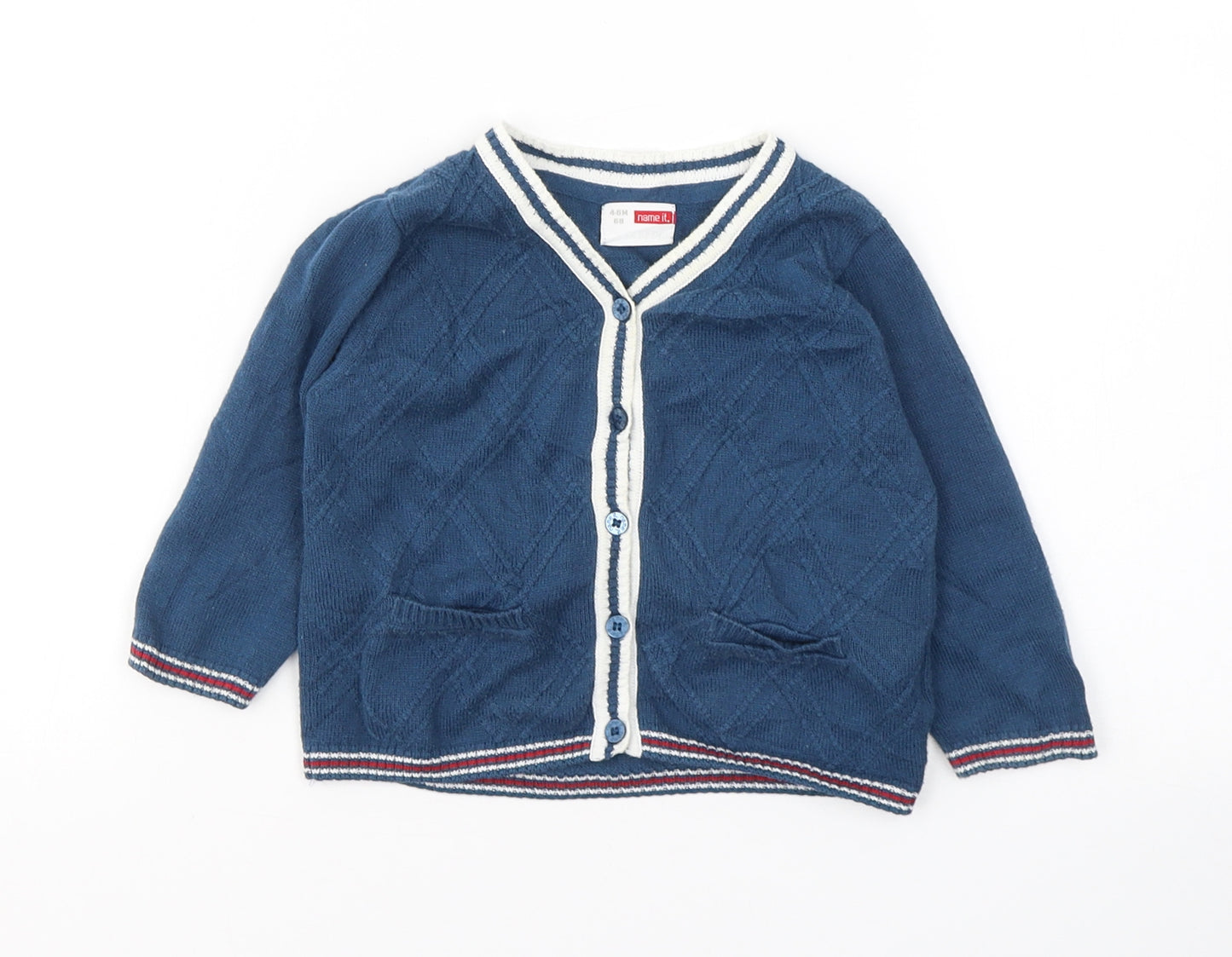 name it Boys Blue  Cotton Cardigan Jumper Size 3-6 Months  Button