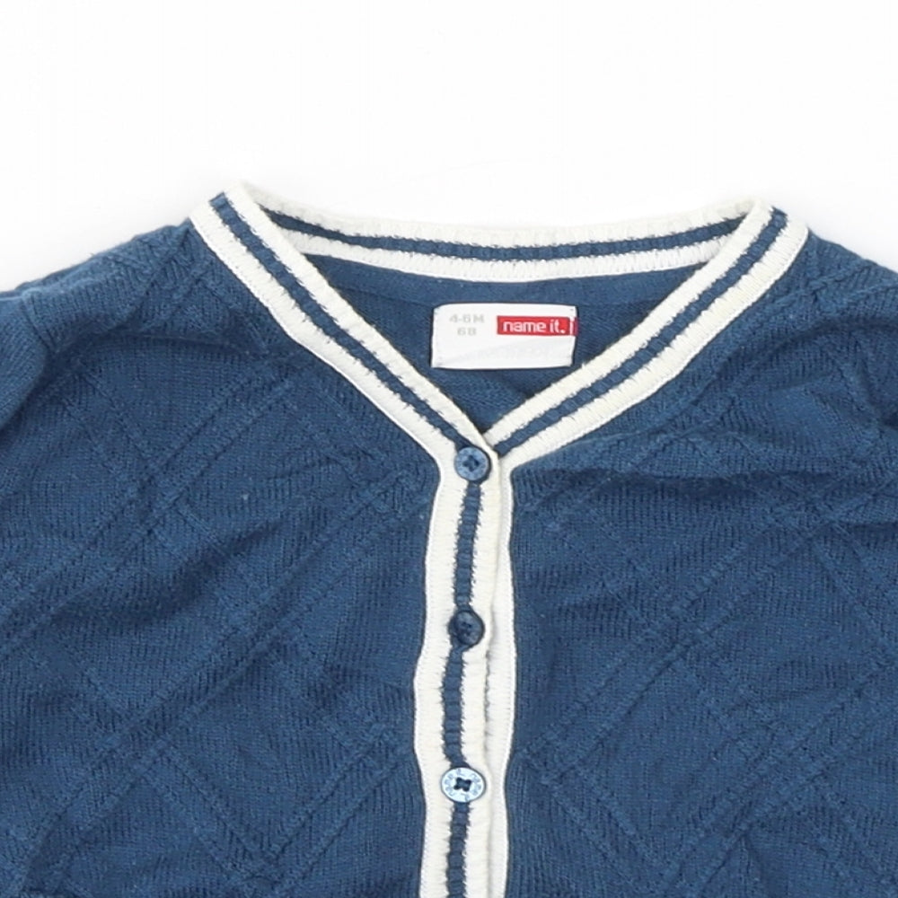 name it Boys Blue  Cotton Cardigan Jumper Size 3-6 Months  Button
