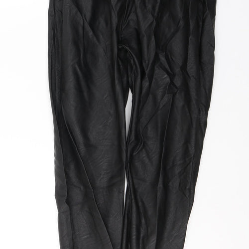 Made in Italy Womens Black  Polyurethane Trousers  Size S L26 in Regular Tie