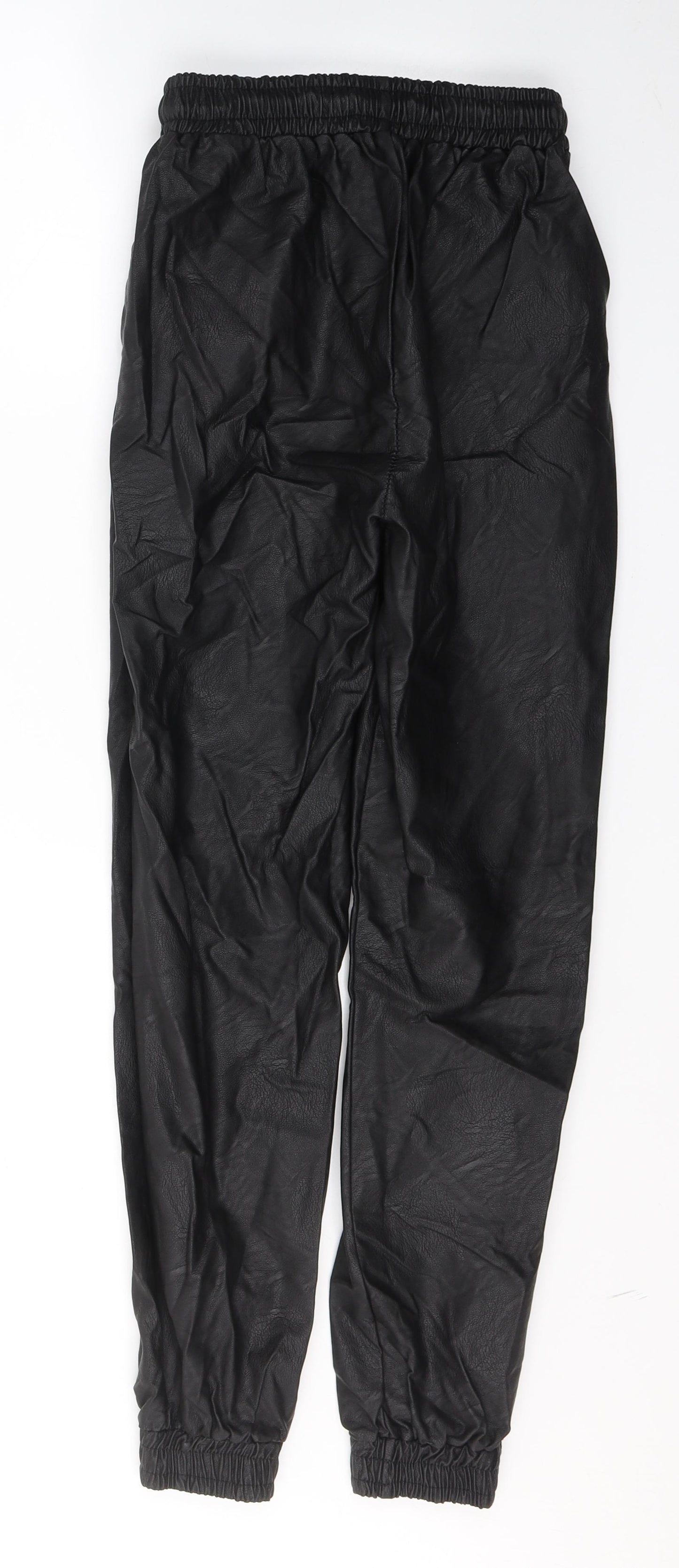 Made in Italy Womens Black  Polyurethane Trousers  Size S L26 in Regular Tie
