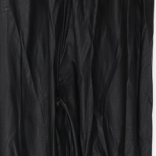 Made in Italy Womens Black  Polyurethane Trousers  Size S L26 in Regular Tie