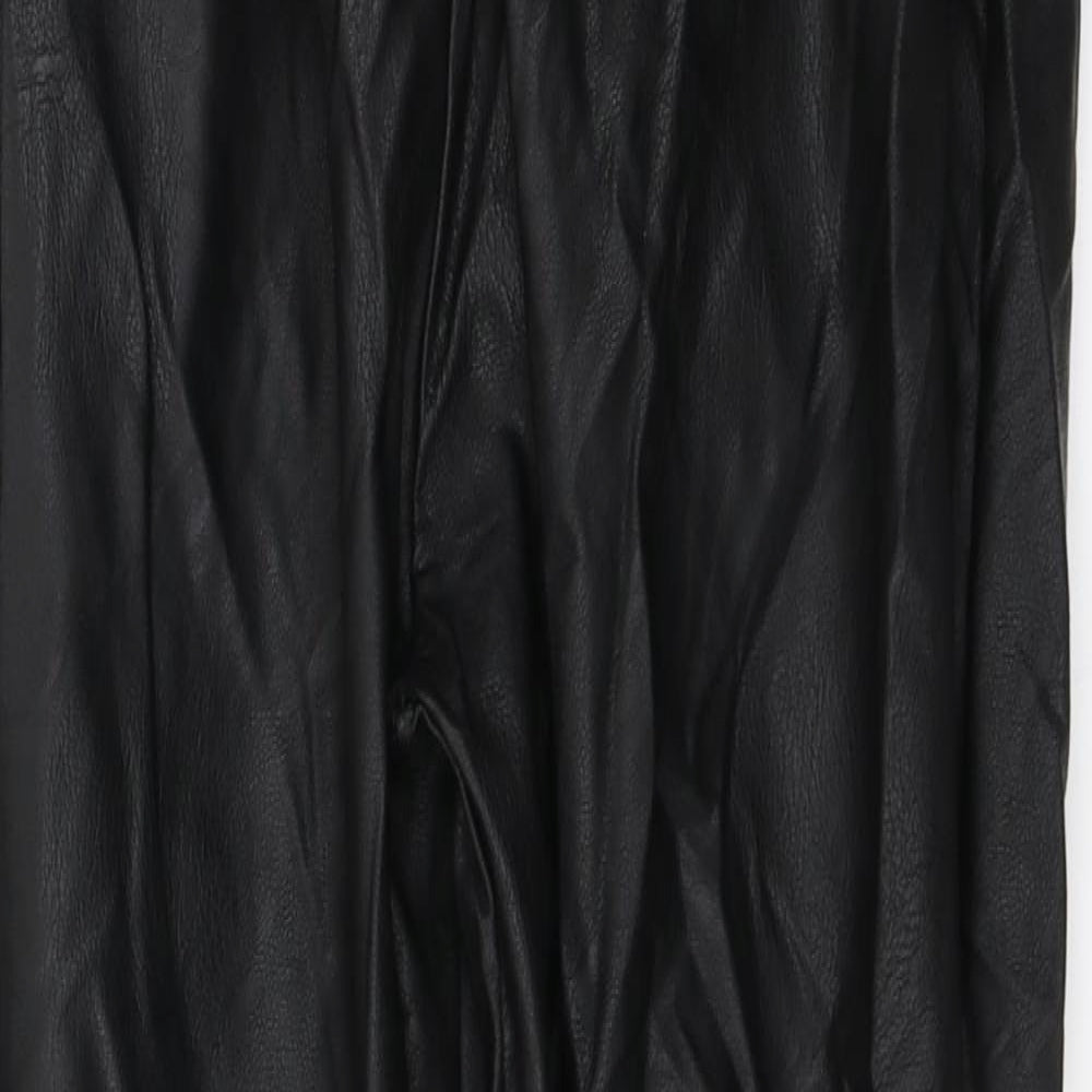 Made in Italy Womens Black  Polyurethane Trousers  Size S L26 in Regular Tie