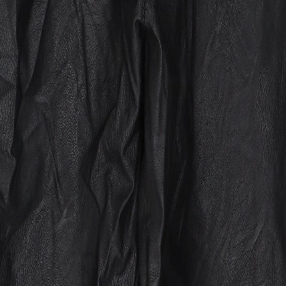 Made in Italy Womens Black  Polyurethane Trousers  Size S L26 in Regular Tie