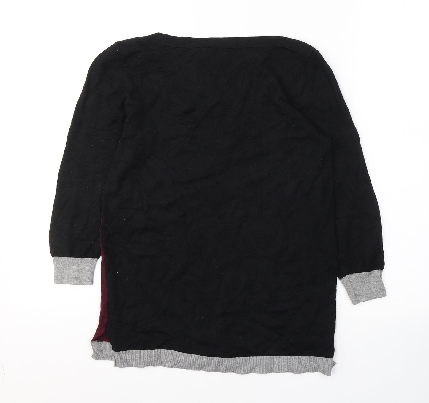 Papaya Womens Black Colourblock Acrylic Jersey Blouse Size 8 Round Neck