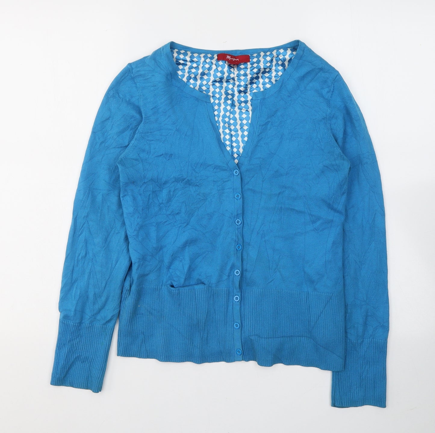 Monsoon Womens Blue  Cotton Basic Blouse Size 12 V-Neck