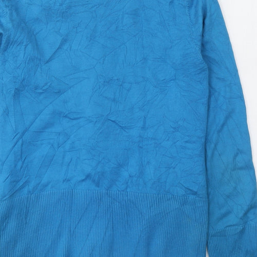 Monsoon Womens Blue  Cotton Basic Blouse Size 12 V-Neck