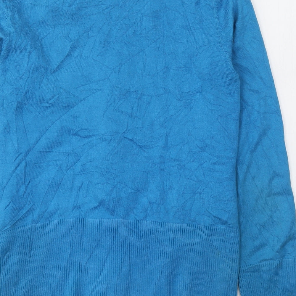 Monsoon Womens Blue  Cotton Basic Blouse Size 12 V-Neck
