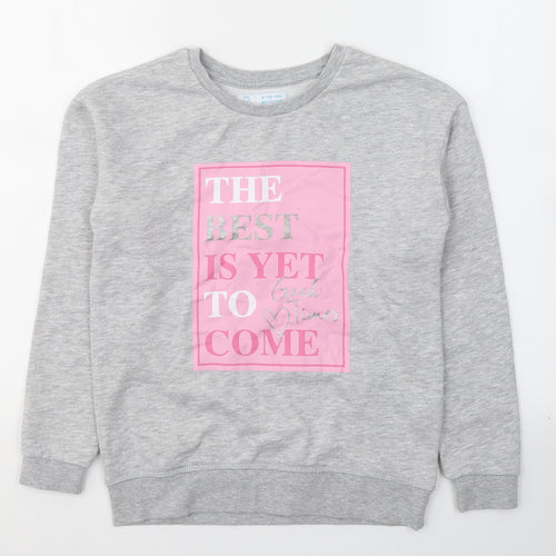Primark Girls Grey  Cotton Pullover Sweatshirt Size 10-11 Years  Pullover