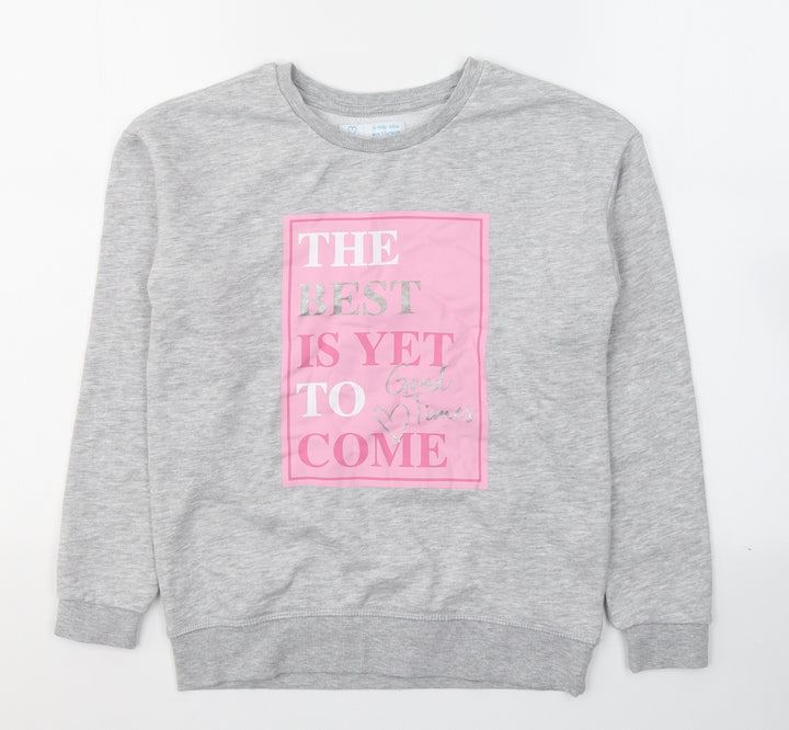 Primark Girls Grey  Cotton Pullover Sweatshirt Size 10-11 Years  Pullover