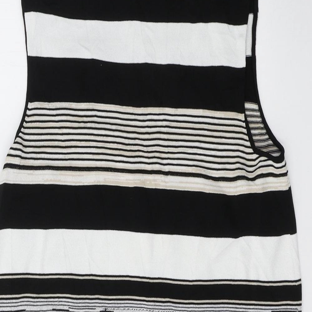 Warehouse Womens Multicoloured Striped Viscose Tank Dress  Size 12  Round Neck Pullover