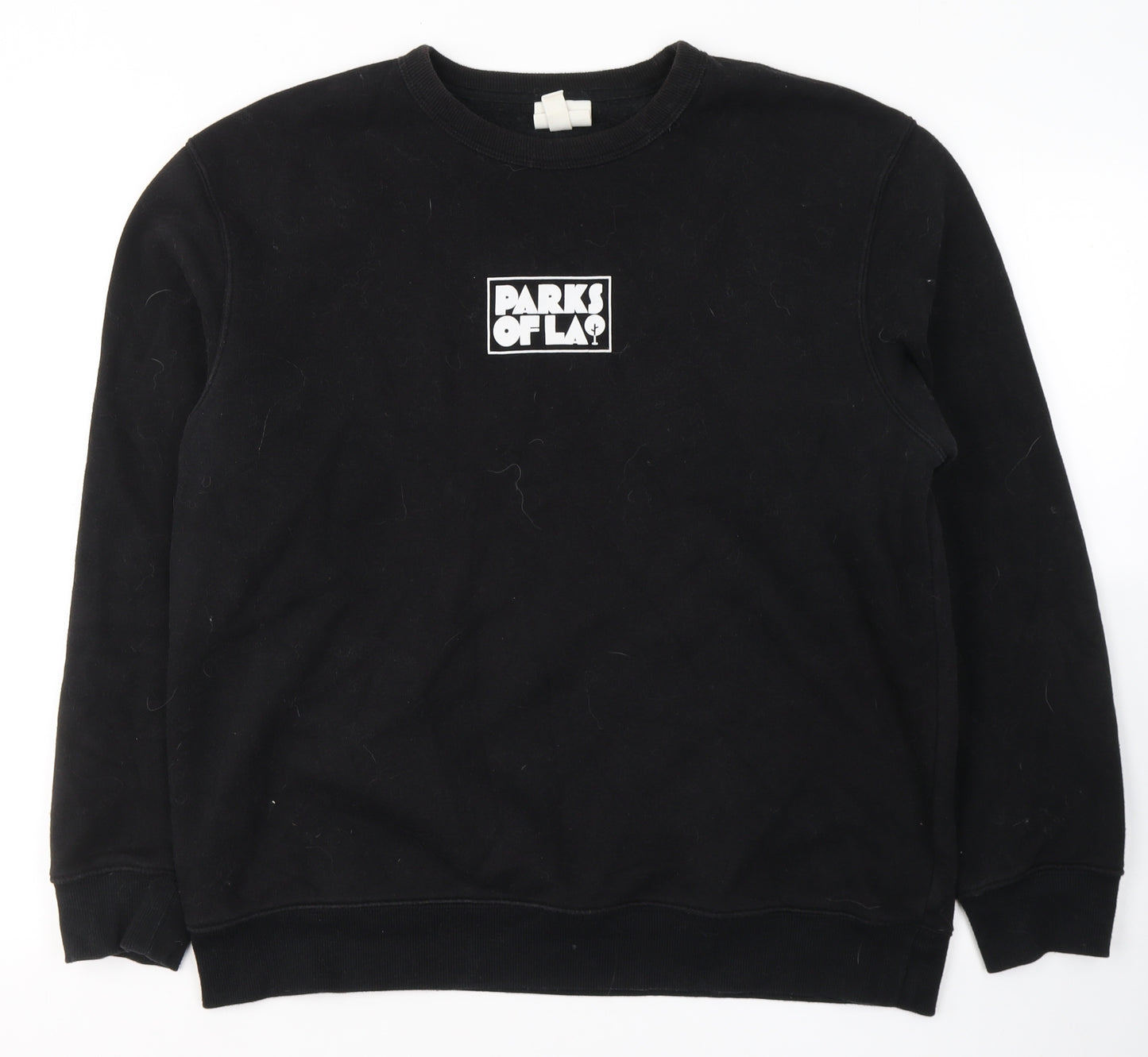 H&M Mens Black  Cotton Pullover Sweatshirt Size L