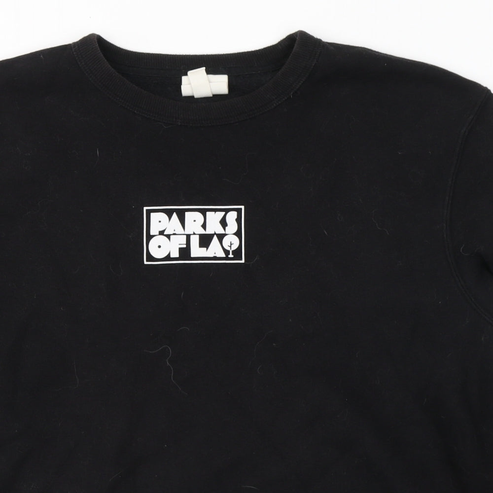 H&M Mens Black  Cotton Pullover Sweatshirt Size L