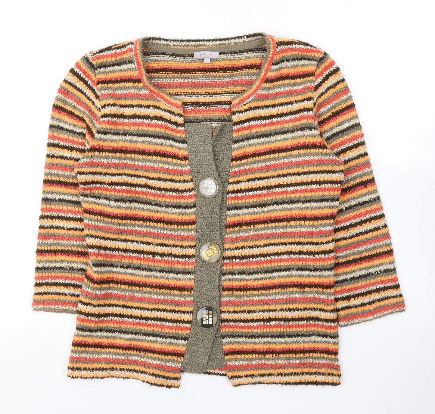 Per Una Womens Orange V-Neck  Acrylic Cardigan Jumper Size 10