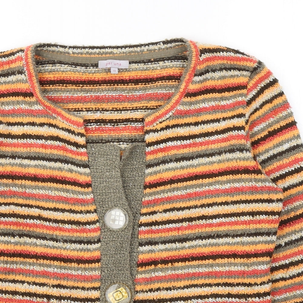 Per Una Womens Orange V-Neck  Acrylic Cardigan Jumper Size 10