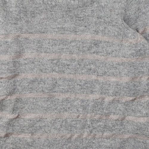 NINE Womens Grey Round Neck Striped Viscose Pullover Jumper Size 8