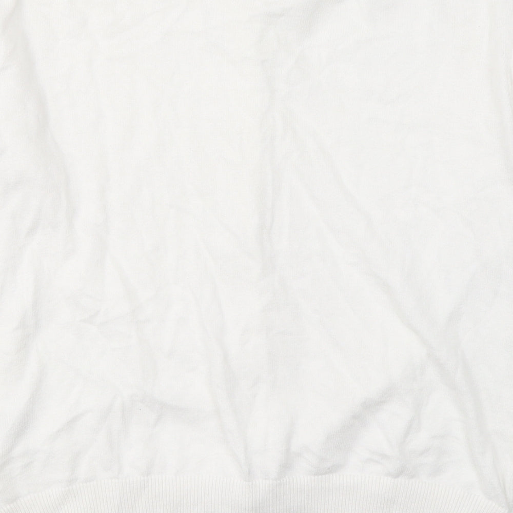 Primark Womens White Round Neck  Cotton Cardigan Jumper Size 12